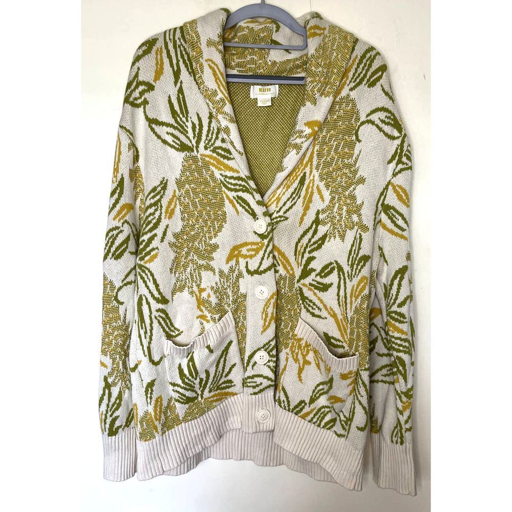 Maeve Anthropologie Pineapple Cardigan Sweater Size XL